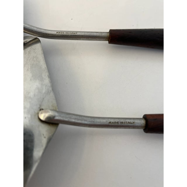 Wood Mid-Century Modern Salad Servers in Rosewood and Stainless Steel, Italy- a Pair For Sale - Image 7 of 8