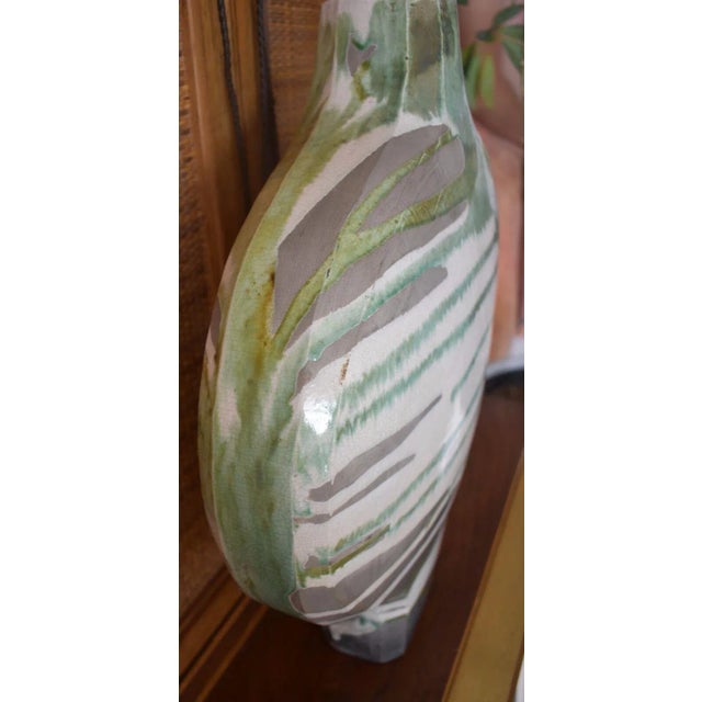 Japanese Creitz Signed and Dated 1989 Raku Style Large Vase For Sale - Image 3 of 13