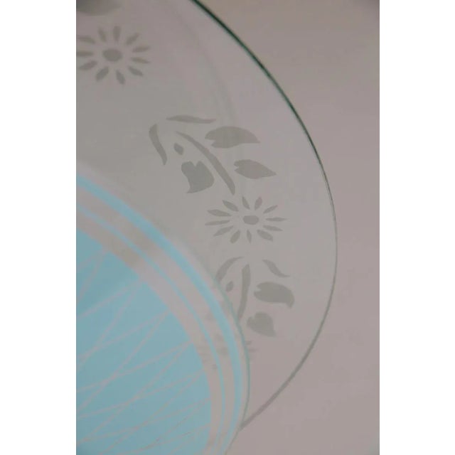 Metal Italian Turquoise Double Disc Pendant Lamp, 1950s For Sale - Image 7 of 13