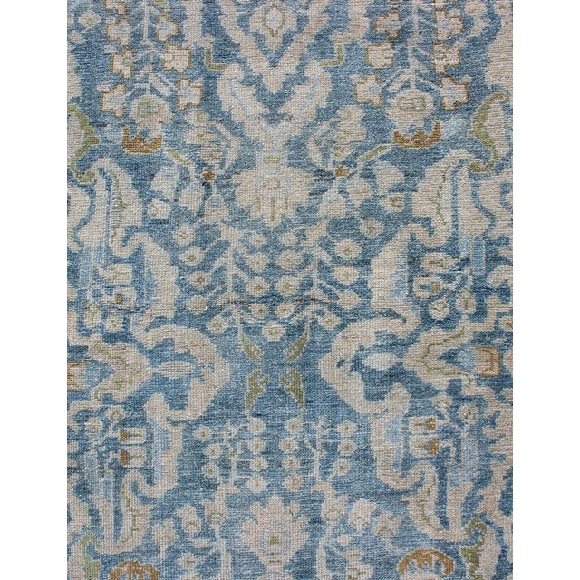 Blue Early 20th Century Antique Persian Malayer Runner With All-Over Design in Blue and Hints of Olive For Sale - Image 8 of 10