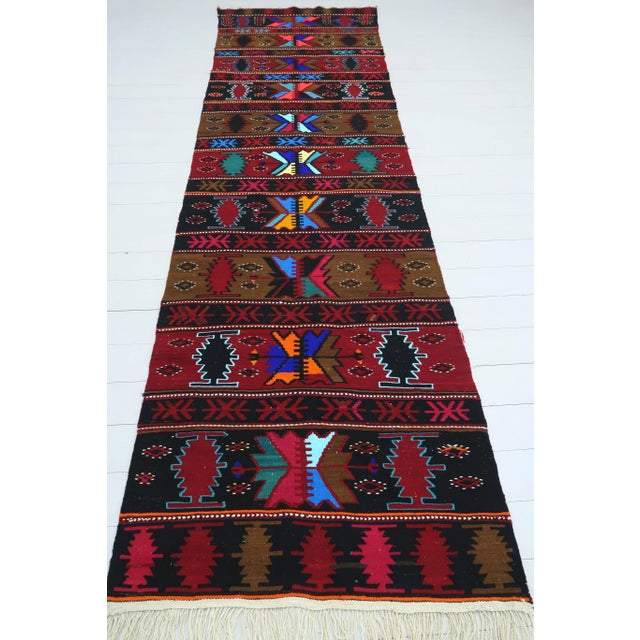Textile Vintage Turkish Kilim Rug Runner -3′3″ × 10′9″ For Sale - Image 7 of 13
