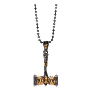 Sterling Silver & Gold Hammer Pendant Necklace For Sale