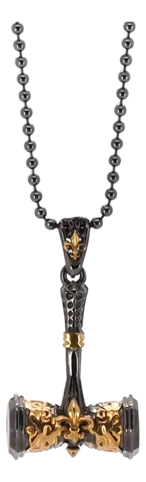 Sterling Silver & Gold Hammer Pendant Necklace