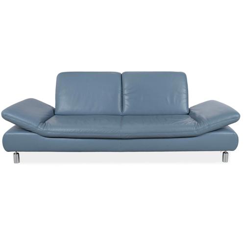 Blue Leather Rivoli Three-Seater Sofa with Manual Function from Koinor For Sale - Image 15 of 15