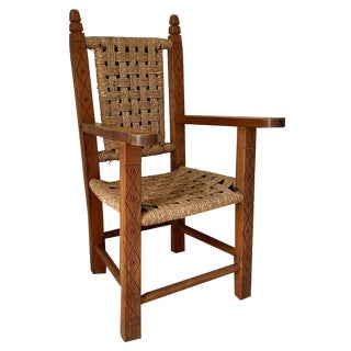 Folk Art Childrens Wooden and Rope Chair, 1900s For Sale