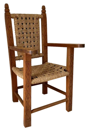 Folk Art Childrens Wooden and Rope Chair, 1900s
