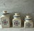 Farmhouse Set of 3 Vintage Ceramic Canisters With Hand Painted Quilted Star Pattern For Sale - Image 3 of 11