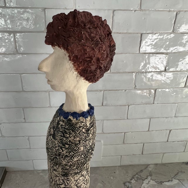 Abstract Expressionism 1990s Unique Handmade Sculpture of a Woman With Mohawk For Sale - Image 3 of 12