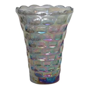 Federal Carnival Glass Yorktown Thumbprint Design Iridescent Vase