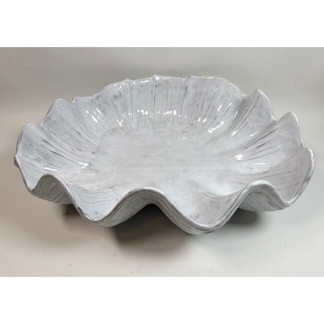 VIETRI Vietri Incanto Mare White Shell Centerpiece Bowl 18” For Sale - Image 4 of 12