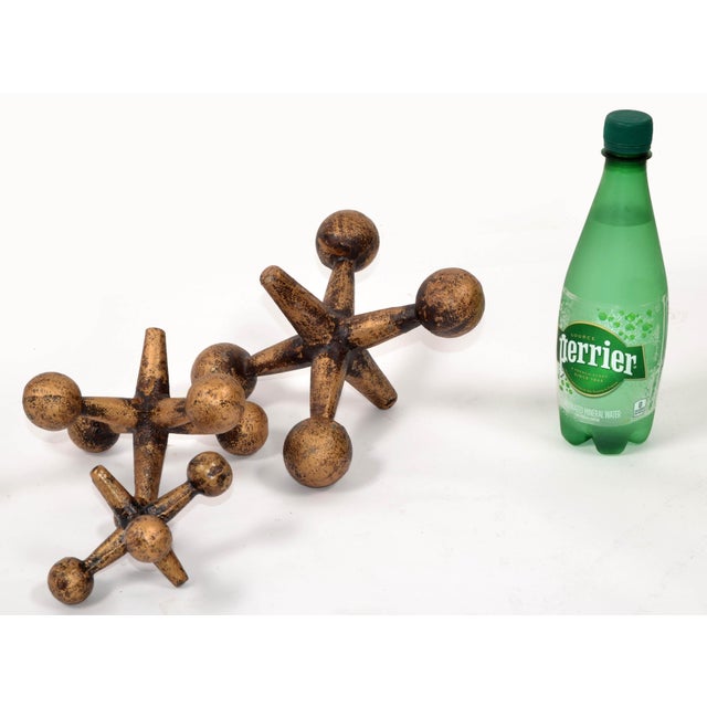 Goldenrod Set of 3 Bill Curry Gold Bronze Finished Cast Iron Jacks Sculptures, Atomic Age For Sale - Image 8 of 12