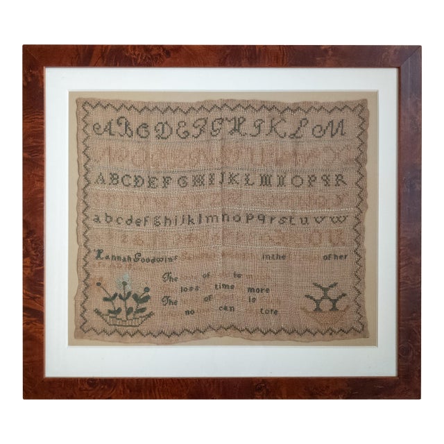 19th Century English Schoolgirl's Needlework Embroidered Alphabet Sampler 1826 For Sale