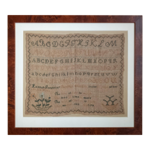 19th Century English Schoolgirl's Needlework Embroidered Alphabet Sampler 1826