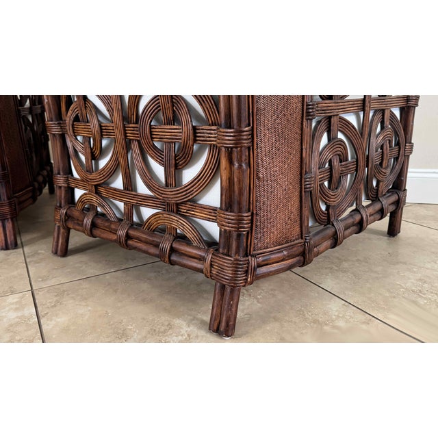 Organic Modern Rattan Lounge Chairs With Unique Circular Design, a Pair For Sale - Image 16 of 18