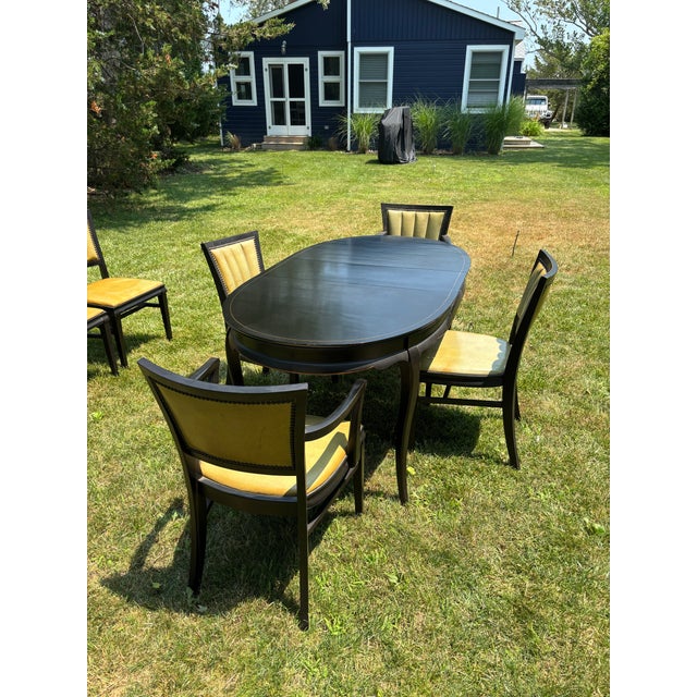 Black Vintage Wisconsin Chair Co. Dining Table + 6 Chairs – Made in Usa For Sale - Image 8 of 11