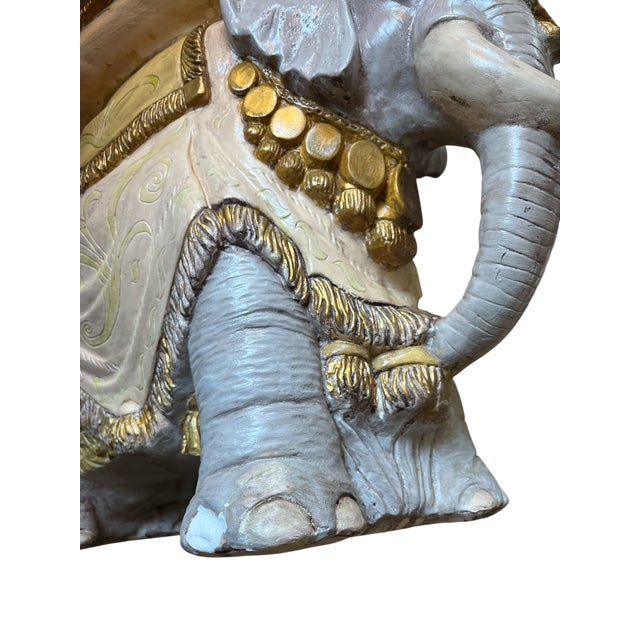 Vintage Hand-Painted Elephant Garden Stool / Side Table For Sale - Image 11 of 14