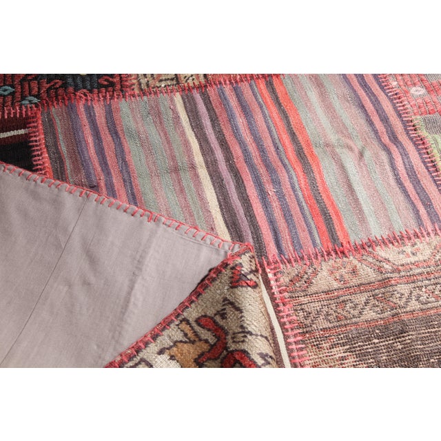 Textile Vintage Kilim Patchwork Rug – Colorful Statement Piece for Modern Homes -6' 7'' X 9' 10'' For Sale - Image 7 of 8