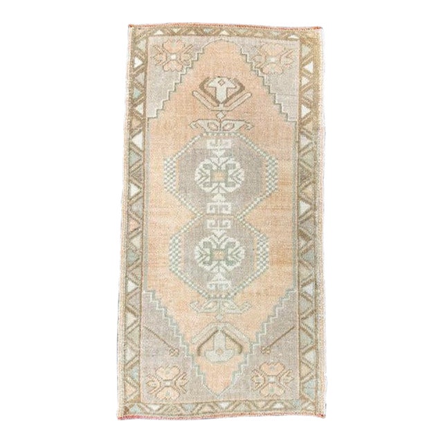Turkish Mini Rug Oriental Hand Knotted Vintage Rug 1'8" x 3'2" #17748 For Sale