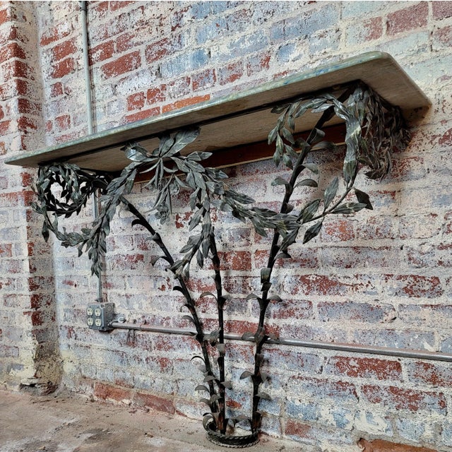 Bronze 19th Century Art Nouveau Marble Top Bronze Console W/Leaves Motif For Sale - Image 8 of 8