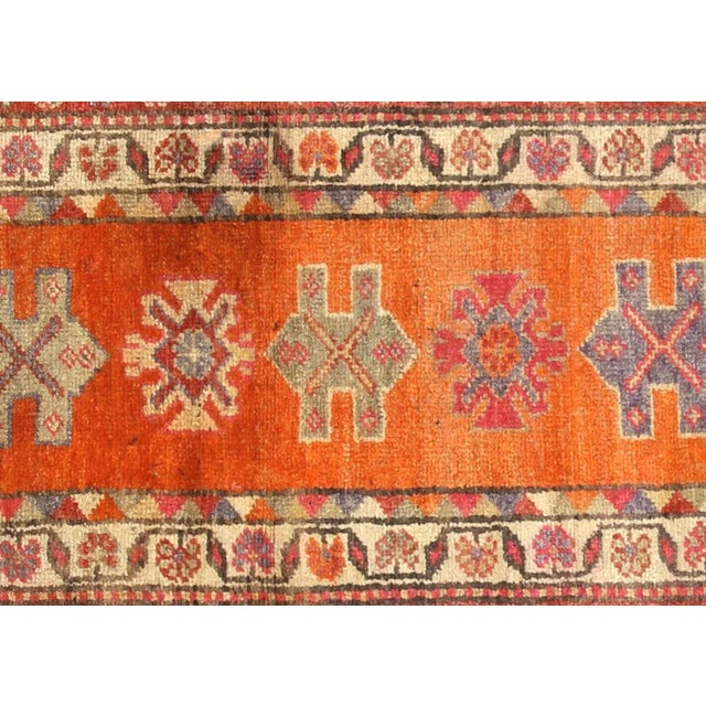 1960s Turkish Oushak Runner. Handwoven with wool on wool foundation in the Oushak region of Western Turkey. The Anatolian...