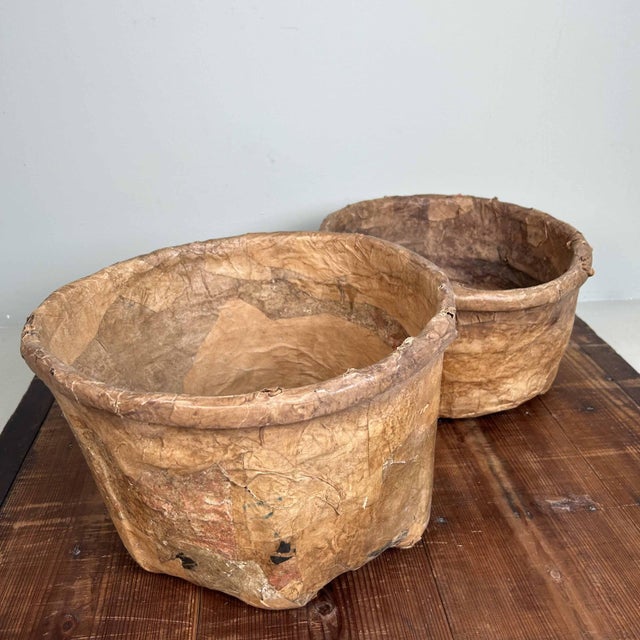 Antique Bamboo Baskets with Washi Paper, Japan, Set of 2 For Sale - Image 11 of 14