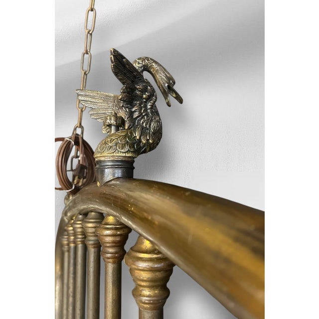 Early 20th Century Rustic Bedframe Chandelier With Swan Motif For Sale In South Bend - Image 6 of 14