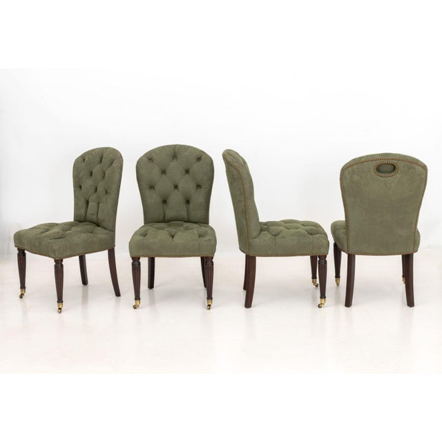 Contemporary Edward Ferrell Ltd. Suede Upholstered Chairs, 4 For Sale - Image 3 of 7