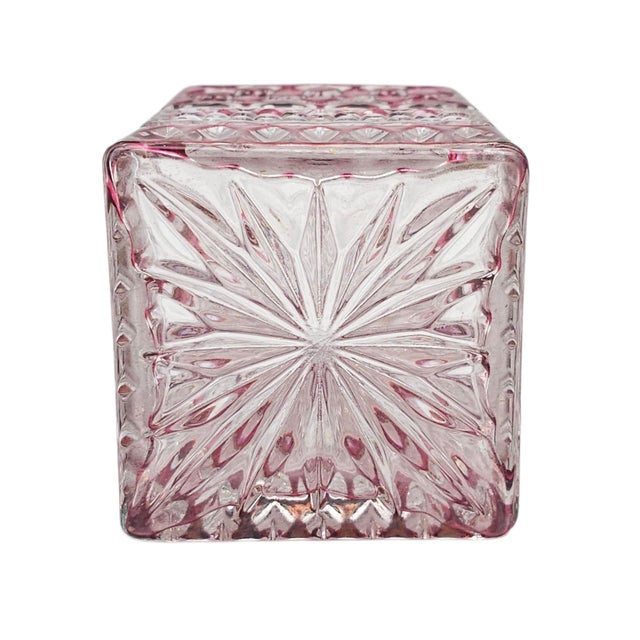 West German a & H Cranberry Cut-to-Clear Lead Crystal Whiskey Decanter 9" For Sale - Image 14 of 15