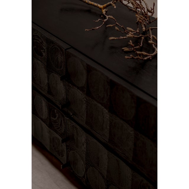 Exceptional brutalist sideboard designed by j. Batenburg for m.i. In belgium during the 1970s. A striking architectural...