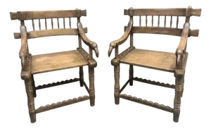 Pair Antique African Baule Chief Armchairs