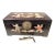 Antique Chinese Carved Rosewood Box With Figurines & Working Lock For Sale
