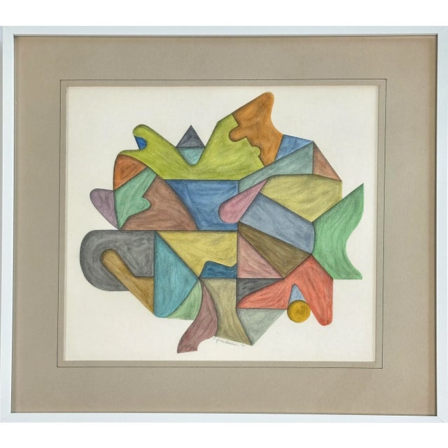 1970s e.j. Hartmann (American, B. 1925) - Vintage Abstract Postmodernist Mixed Media Painting, Signed (1977, Framed) For Sale - Image 5 of 5
