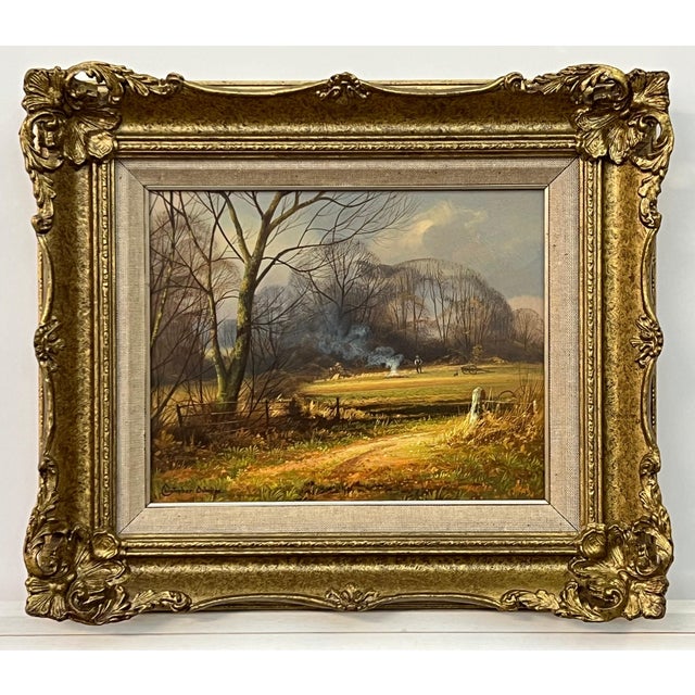 Textile Farm in the Woods at Winter in the English Countryside with Warm Brown Colours Circa 1990 For Sale - Image 7 of 15