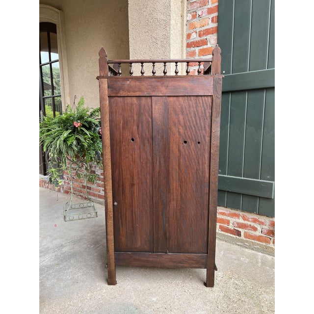 Antique French Carved Chestnut Cabinet Bonnetiere Armoire Breton Brittany Bookcase For Sale - Image 12 of 12