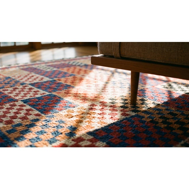 Red 1920s Multicolor Geometric Tribal Antique Persian Gabbeh Rug 4'6" X 8'3" Wool Handknotted Carpet For Sale - Image 8 of 9