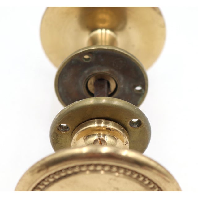 Traditional Traditional Cast Brass 3 In. Beaded Door Knob Set For Sale - Image 3 of 6