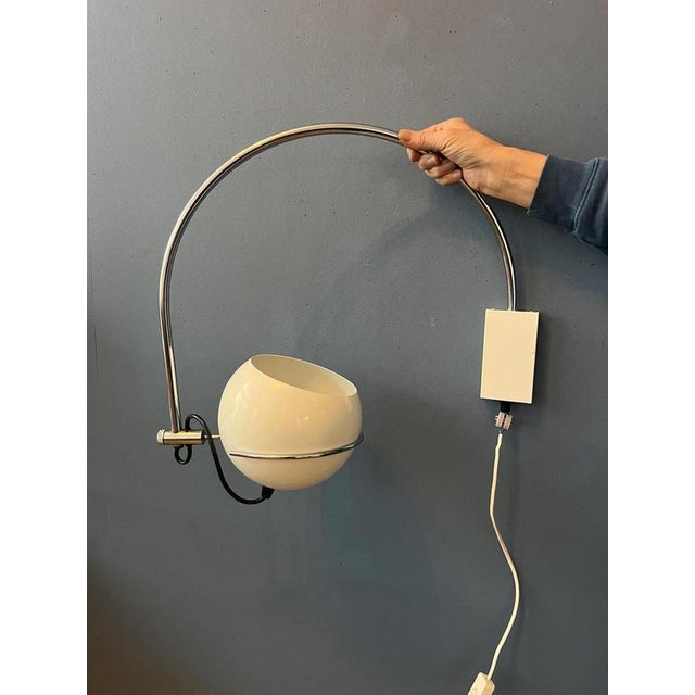 Silver Vintage Space Age White Arc Wall Lamp from GEPO For Sale - Image 8 of 13