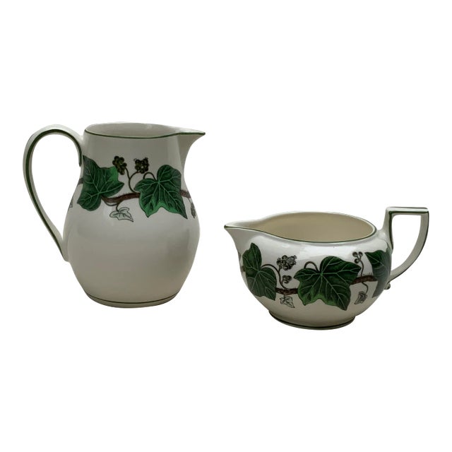 Elegant Wedgwood Napoleon Ivy Pitcher Duo - Imperial Heritage in Porcelain For Sale