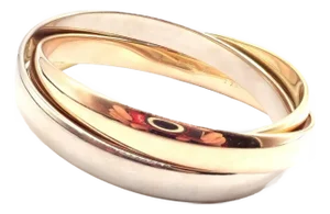 Late 20th Century Cartier Trinity Rolling Tricolor Gold Large Model Bangle Bracelet