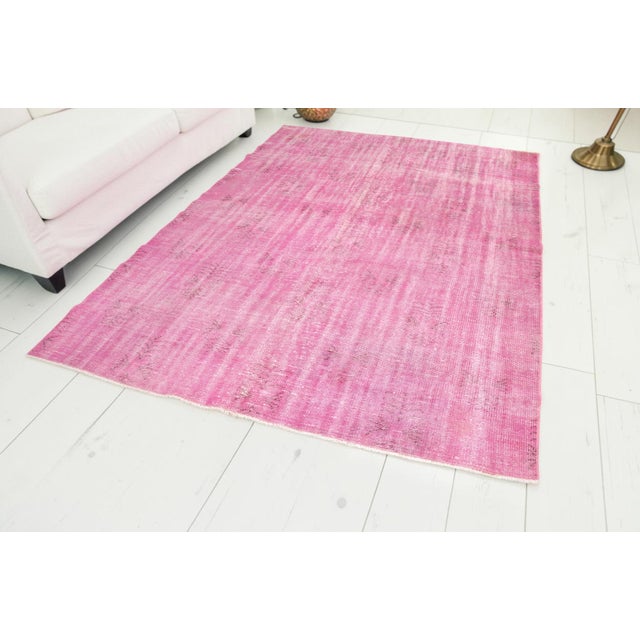 Turkish Home Living Pink Rug For Sale - Image 4 of 10