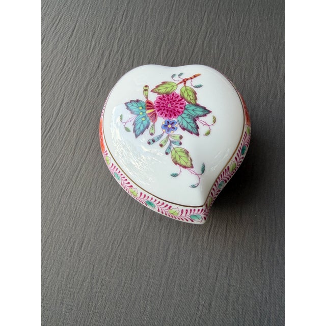 Vintage Herend Porcelain Heart Trinket Box For Sale - Image 10 of 17