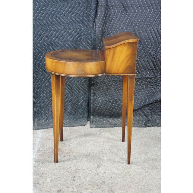 Antique English Regency Flame Mahogany Tooled Leather Telephone Smoking Table For Sale - Image 15 of 18