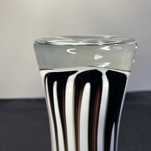 Vintage Italian Murano Style Chocolate and White Blown Glass Vase For Sale In Dallas - Image 6 of 6
