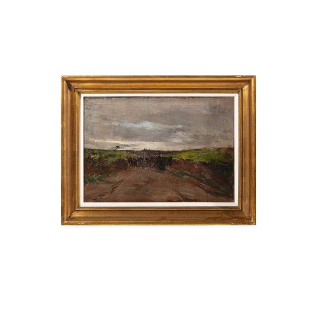 Ezequiel Pereira, Landscape with Shepherd and Flock, 1896, Oil Painting on Canvas For Sale - Image 6 of 6