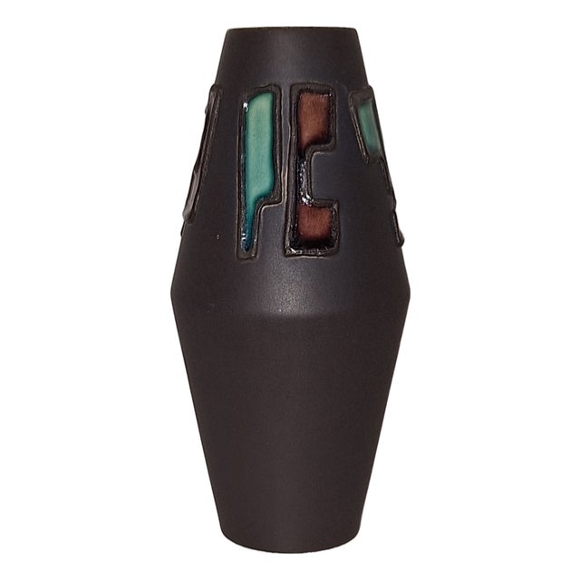 Vintage Ceramic Black Vase Model Number 239 20, 1950s For Sale