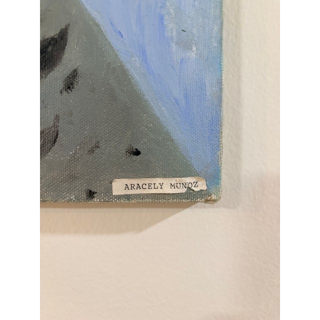 Original Aracely Muñoz Acrylic Painting – Surreal Still Life With Wine Bottle & Florals For Sale - Image 4 of 8