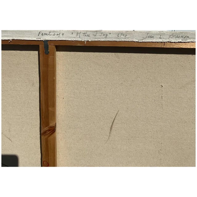 Large landscape painting by Joan L. Anacreon Signed on back “Panel 3 of 4 - 6/78 - “Of thee I sing” - Joan L. Anacreon”...