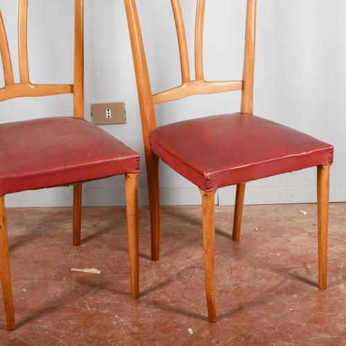 Wood Red Leather Chairs, Set of 2 For Sale - Image 7 of 9