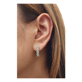 2.20 Ct Huggie Diamond Earrings, A Pair For Sale