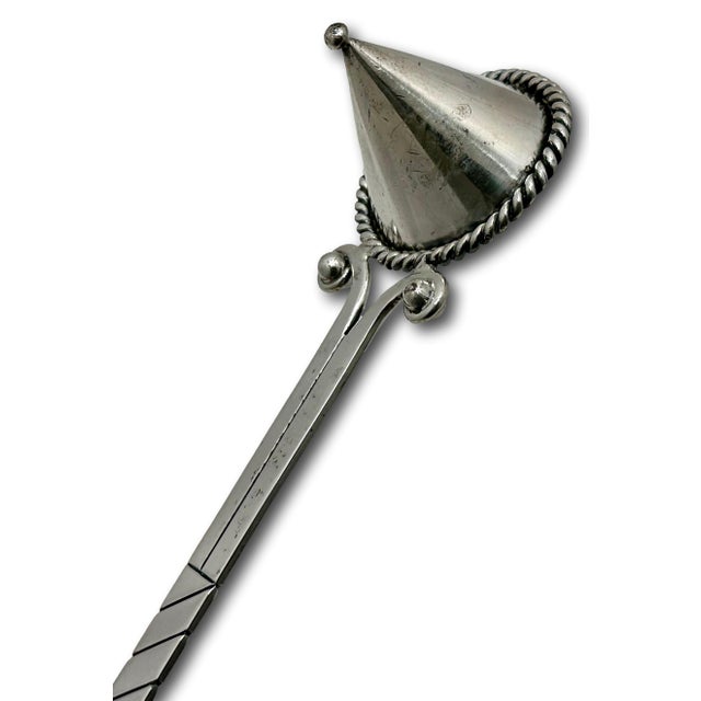Rare Large Vintage 1940s Taxco Mexico Sterling Silver Candle Snuffer by Premier & Renowned Maker Hector Aguilar - 13 Inches Long For Sale - Image 11 of 18